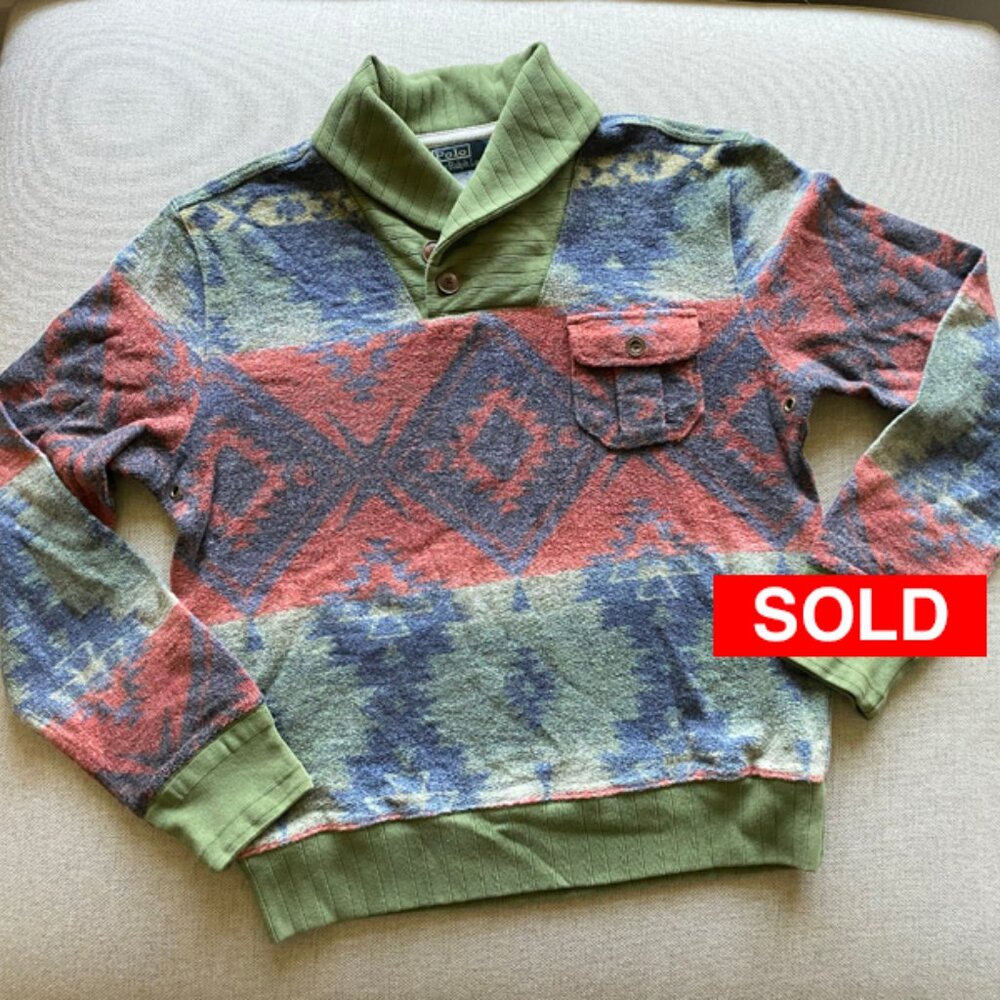 Polo Ralph Lauren Men's Vintage Diamond Beacon Shawl Sweater Size Medium
